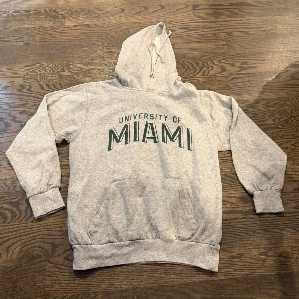 Campus United University of Miami Pullover Hoodie Sweatshirt Gray Size S